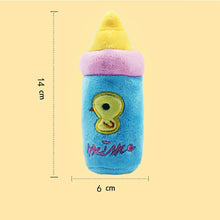 Load image into Gallery viewer, Small Stuffed Squeaky Blue Baby Milk Bottle