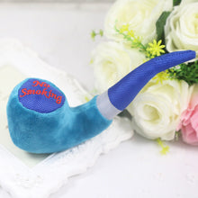 Load image into Gallery viewer, Small Stuffed Squeaky Blue Smoke Pipe