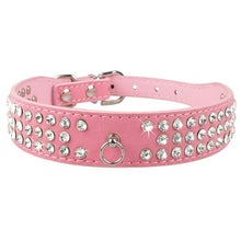 Load image into Gallery viewer, Rhinestone Rows Leather Collars For Small Medium Dogs Cats