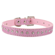 Load image into Gallery viewer, Rhinestone Rows Leather Collars For Small Medium Dogs Cats