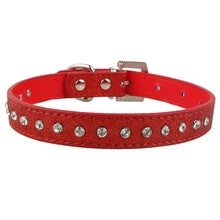 Load image into Gallery viewer, Rhinestone Rows Leather Collars For Small Medium Dogs Cats