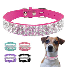 Load image into Gallery viewer, Bling Rhinestone Leather Collars For Small Medium Dogs Cats