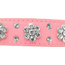 Load image into Gallery viewer, Bling Rhinestone Flowers Leather Collars For Small Medium Dogs Cats
