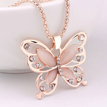 Load image into Gallery viewer, Rose Gold Opal Butterfly Necklace