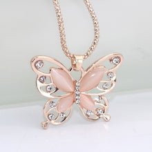 Load image into Gallery viewer, Rose Gold Opal Butterfly Necklace