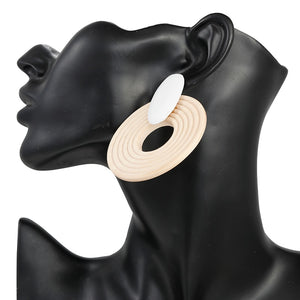 Handmade Big Round Pendant Drop Earrings