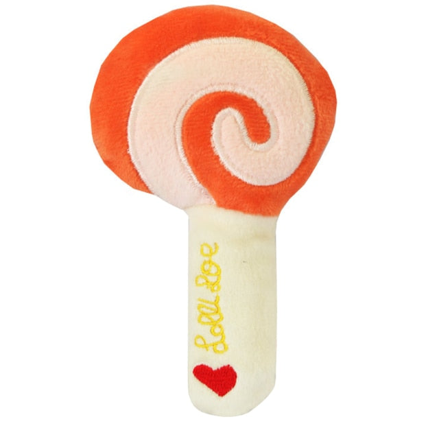 Small Stuffed Squeaky Orange Lollipop