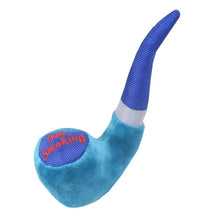 Load image into Gallery viewer, Small Stuffed Squeaky Blue Smoke Pipe