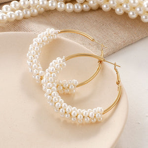 Oversize Hoop Earrings with Pearls
