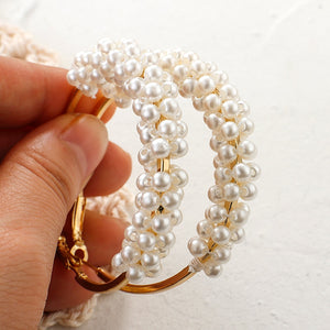 Oversize Hoop Earrings with Pearls