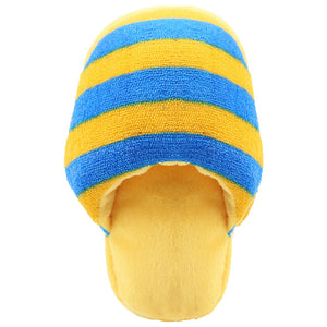 Small Yellow Stuffed Squeaky Flip Flop with Blue Strips