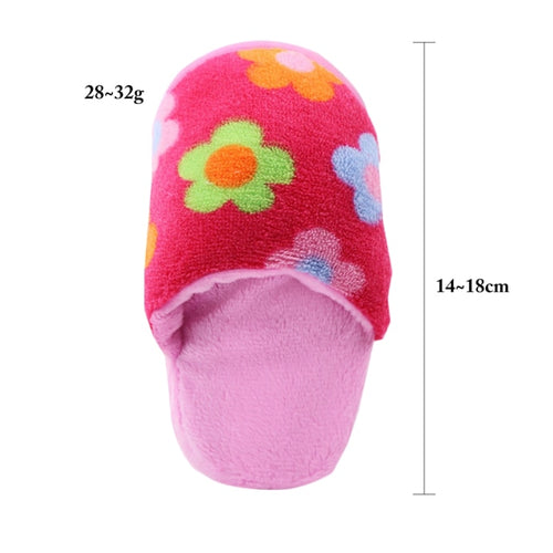 Small Pink Stuffed Squeaky Flip Flop with Flowers