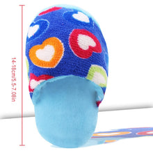 Load image into Gallery viewer, Small Blue Stuffed Squeaky Flip Flop with Hearts