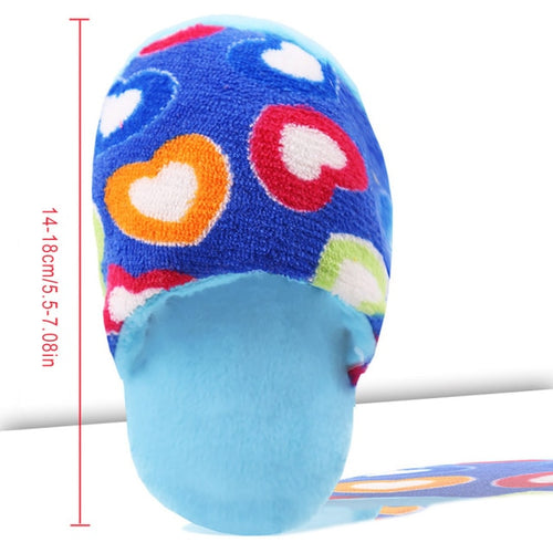 Small Blue Stuffed Squeaky Flip Flop with Hearts