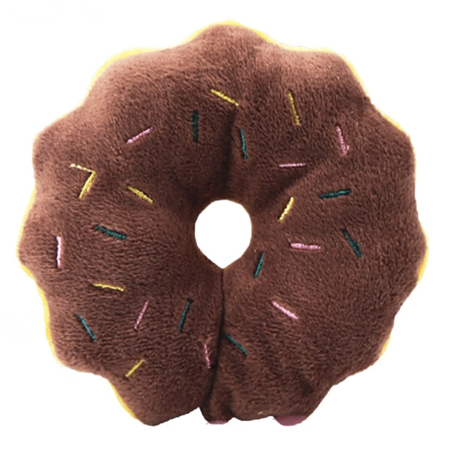 Small Stuffed Squeaky Brown Donut