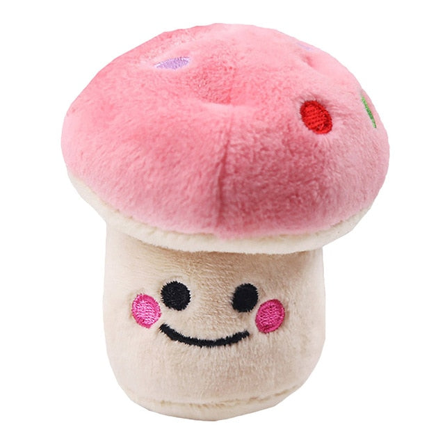 Small Stuffed Squeaky Pink Mushroom