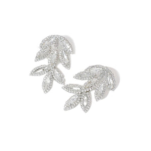 Elegant Rhinestone Leaves Drop Earrings