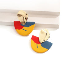 Load image into Gallery viewer, Clay Fan-Shaped Geometric Drop Earrings