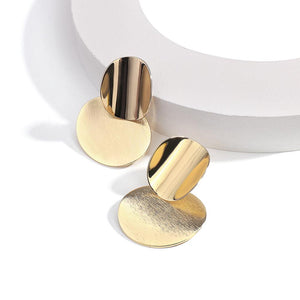 Big Double Round Drop Earrings in Gold