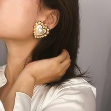 Load image into Gallery viewer, Big Heart Earrings with Enamel Stud
