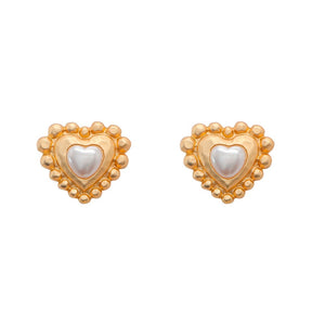 Big Heart Earrings with Enamel Stud