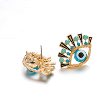 Load image into Gallery viewer, Evil Eye Stud Earring with Blue Rhinestone
