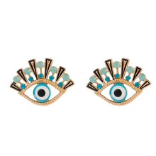 Load image into Gallery viewer, Evil Eye Stud Earring with Blue Rhinestone