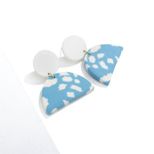 Load image into Gallery viewer, Sky Blue Print Semicircle Earrings