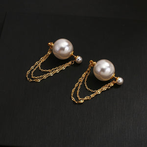 Irregular Multi-layer Tassel Drop Earrings with Pearls
