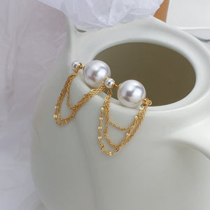 Irregular Multi-layer Tassel Drop Earrings with Pearls