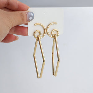 Simple Vintage Geometric Golden Drop Earring