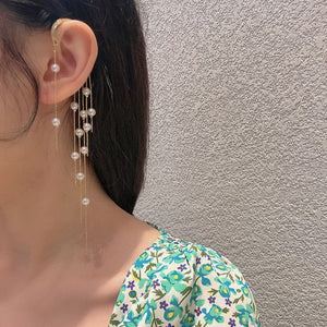 Creative Baroque Pearl Tassel Pendant Ear Clip Earring