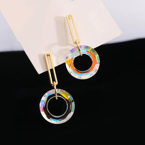 Transparent Colorful Geometric Drop Earring