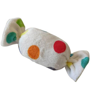 Small Stuffed Squeaky White Candy with Color Dots