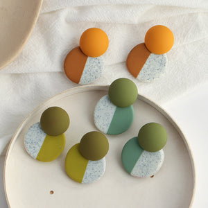 Candy Color Round Ceramic Clay Earrings
