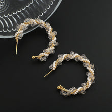 Load image into Gallery viewer, Golden Hoop Earrings with Crystal