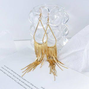 Vintage Gold Color Long Tassel Drop Earrings