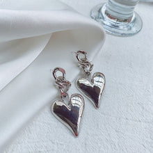 Load image into Gallery viewer, Silver Heart Drop Earrings