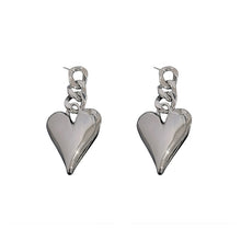 Load image into Gallery viewer, Silver Heart Drop Earrings