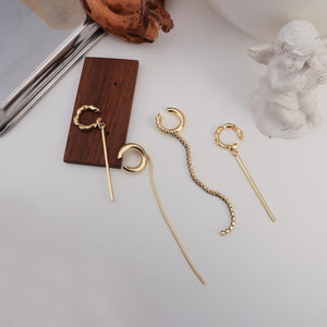 Gold Crystal Ear Cuffs Earrings