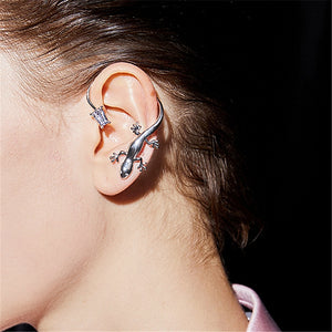 Silver Lizard Clip Earrings