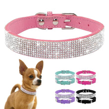 Load image into Gallery viewer, Bling Rhinestone Leather Collars For Small Medium Dogs Cats