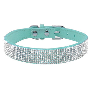Bling Rhinestone Leather Collars For Small Medium Dogs Cats