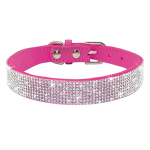 Bling Rhinestone Leather Collars For Small Medium Dogs Cats