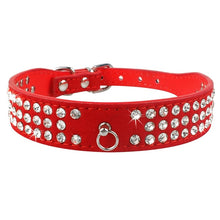 Load image into Gallery viewer, Rhinestone Rows Leather Collars For Small Medium Dogs Cats