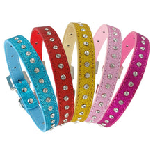 Load image into Gallery viewer, Rhinestone Rows Leather Collars For Small Medium Dogs Cats