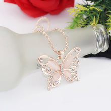 Load image into Gallery viewer, Rose Gold Opal Butterfly Necklace